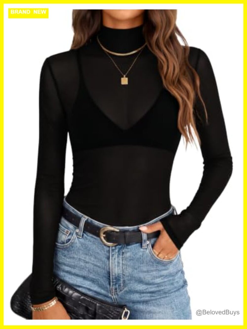 Mesh Sheer Turtleneck Long Sleeve Going Out Top Slim Fit Pullover